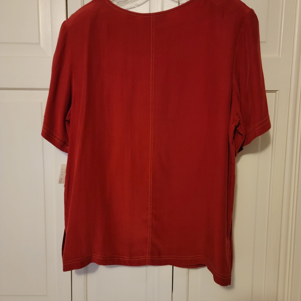 Carole Little Women's Red Top 100% Silk Size 12 NWT - Picture 7 of 8